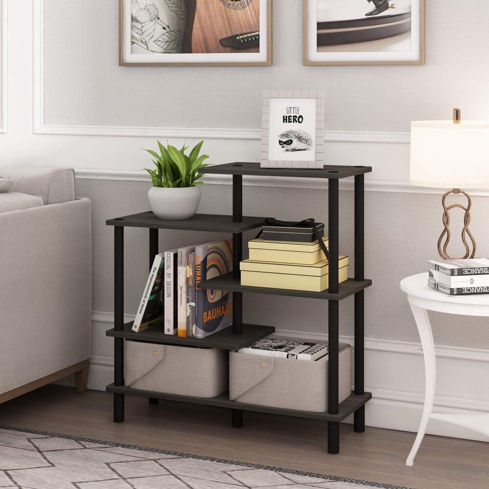 HOMLUX Turn-N-Tube 5-Tier Accent Display Rack in Espresso and Black, , large