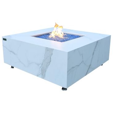 Elementi Fire Bianco Square Natural Gas Fire Table in Bianco White, , large
