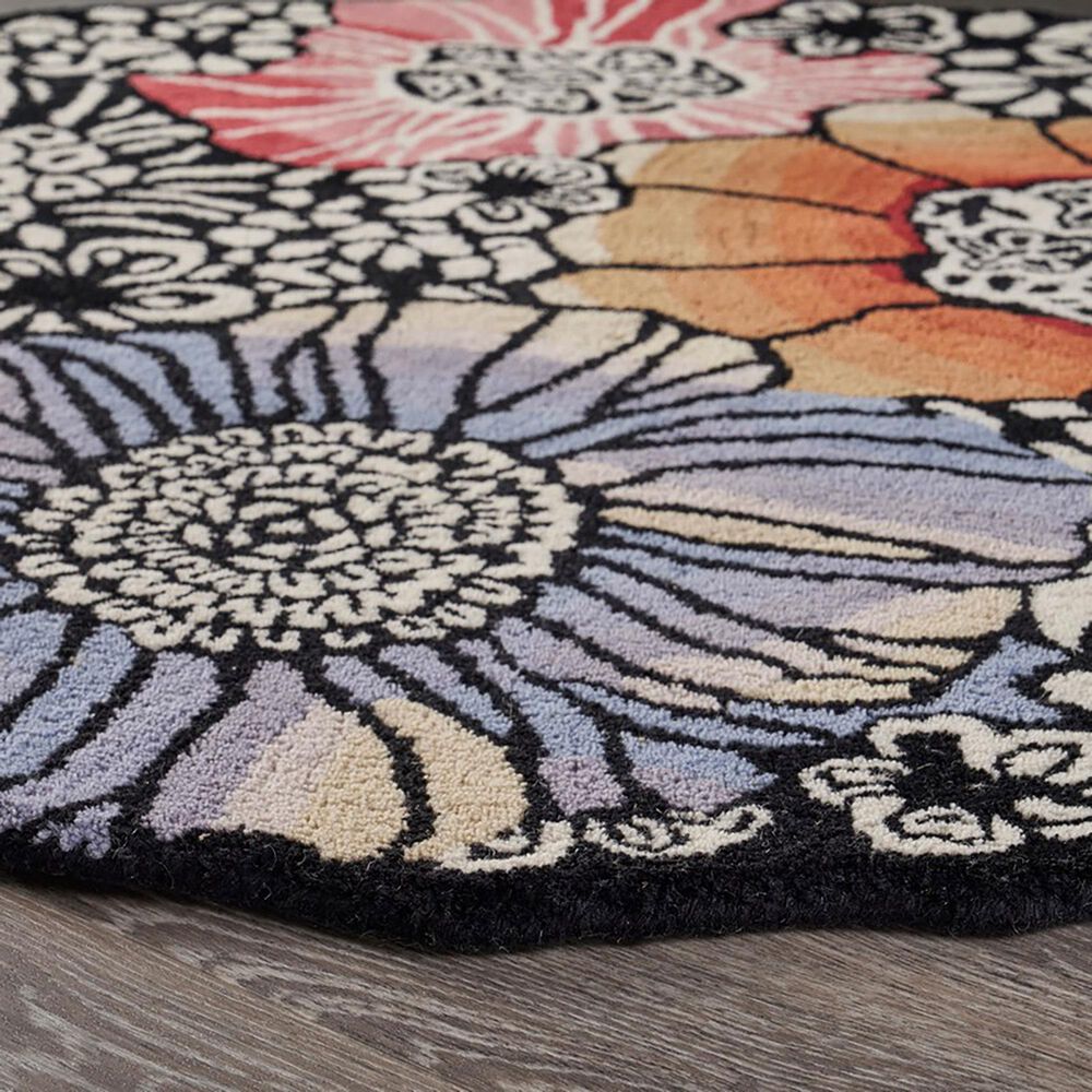 L&amp;R Resources Sinuous Spring Blossoms 6&#39; Scalloped Multicolor Area Rug, , large
