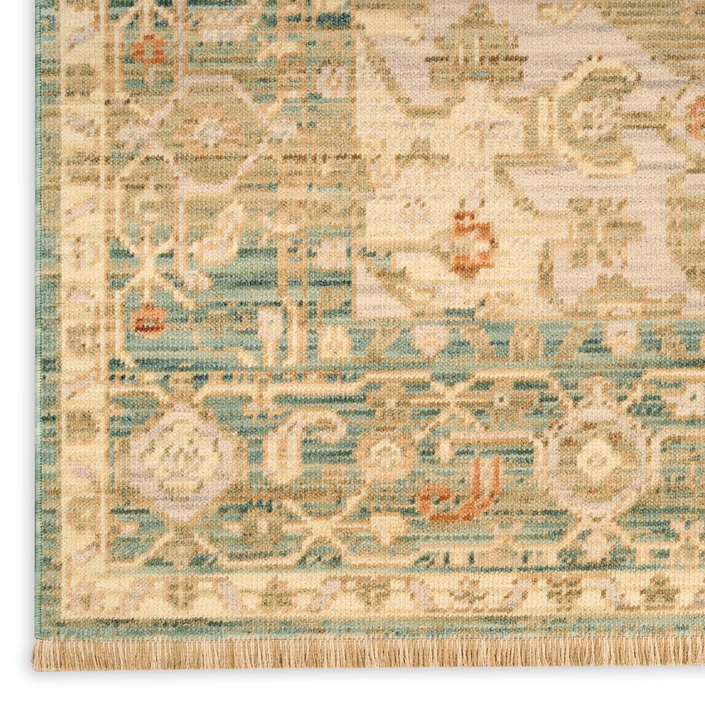 Nourison Antique Bloom Teal 2'4" x 12' Runner, , large