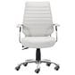 Zuo Modern Enterprise Low Back Office Chair with White Faux Leather in Chrome, , large