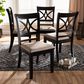 Baxton Studio Clarke Side Chair with Sand Cushion in Espresso Brown (Set of 4), , large