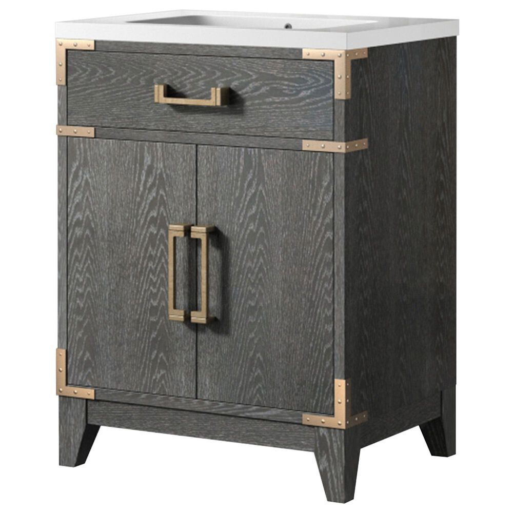 Lexora Home Laurel 24" Single Bathroom Vanity in Black Oak with White Acrylic Top and Rectangular Sink, , large
