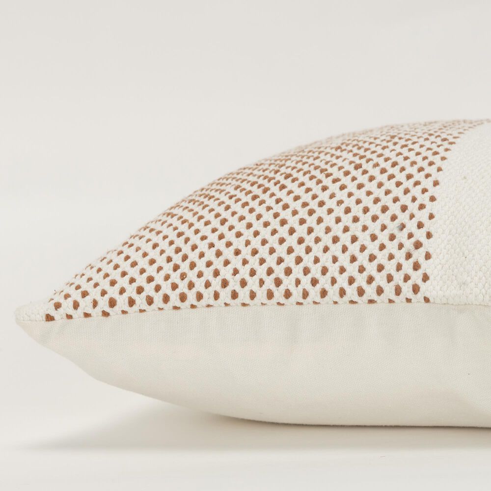 Rizzy Home 14&quot; x 20&quot; Solid Down Filled Lumbar Pillow in Natural and Camel, , large