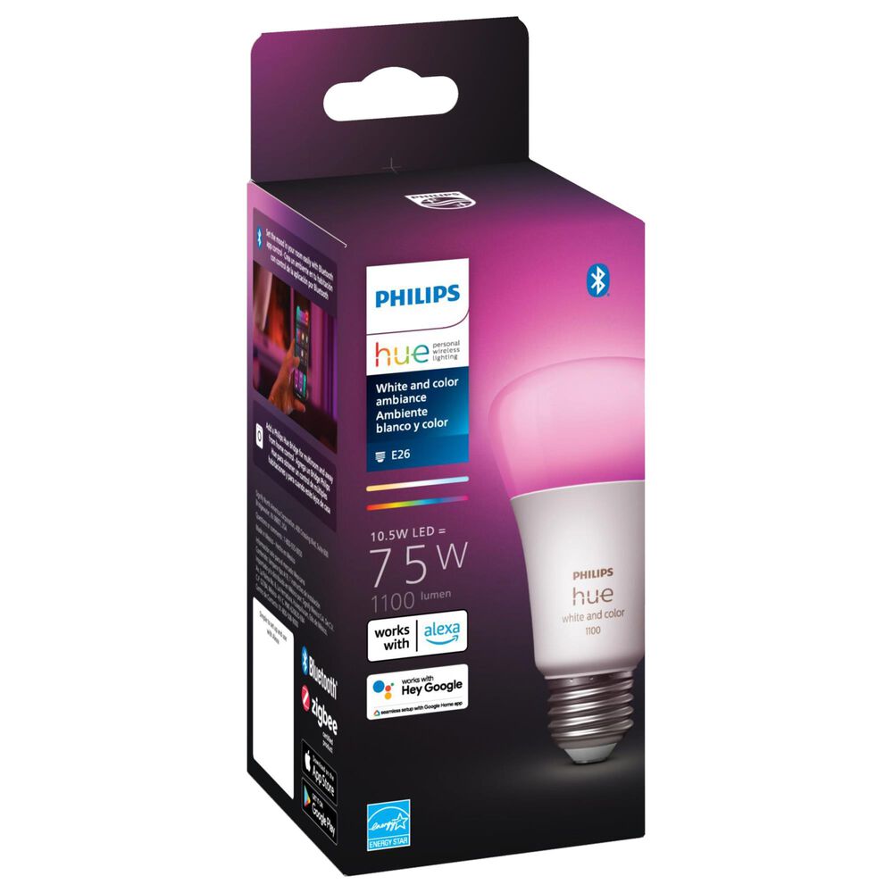 Philips E26 Color Ambiance Smart LED Bulb in White, , large