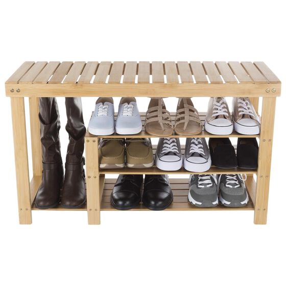 Timberlake Lavish Home 3 Tiers Bamboo Shoe Rack Bench in Bamboo