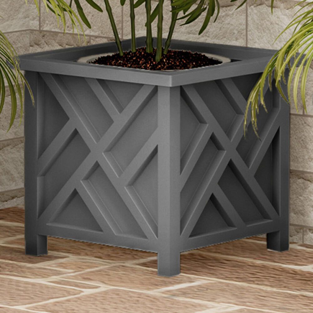 Timberlake 14.75" Lattice Design Planter Box in Gray, , large