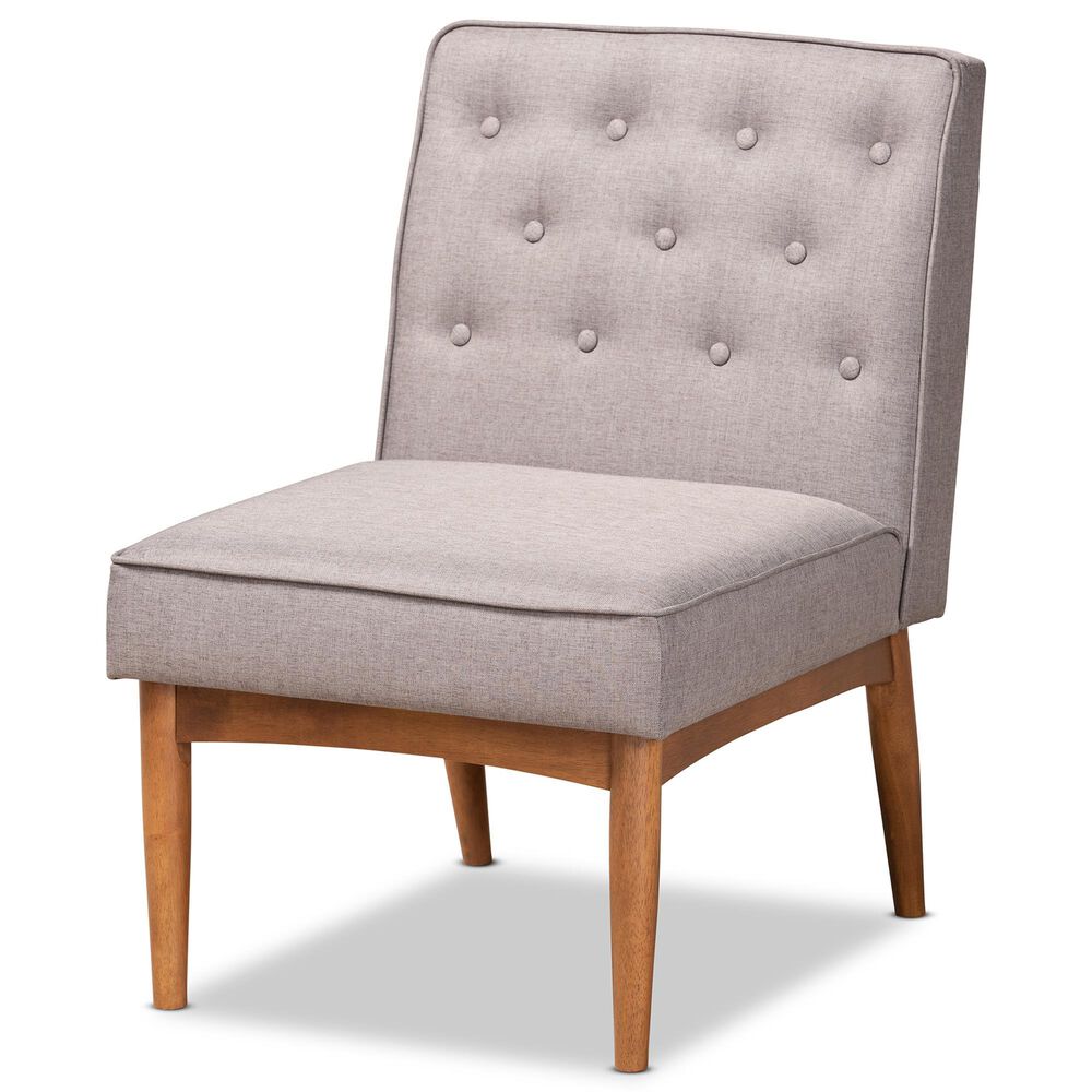 Baxton Studio Riordan Side Chair with Grey Cushion in Walnut Brown, , large