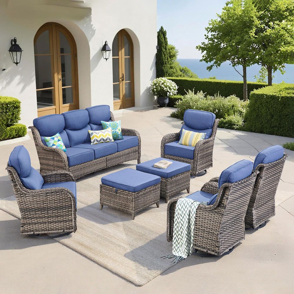 Sunwell Garden 7-Piece Conversation Set in Navy, , large