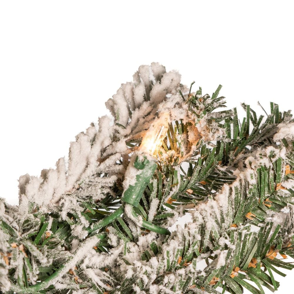 The Gerson Company 6&#39; Pre-Lit Artificial Flocked Alpine with White Lights in Green, , large
