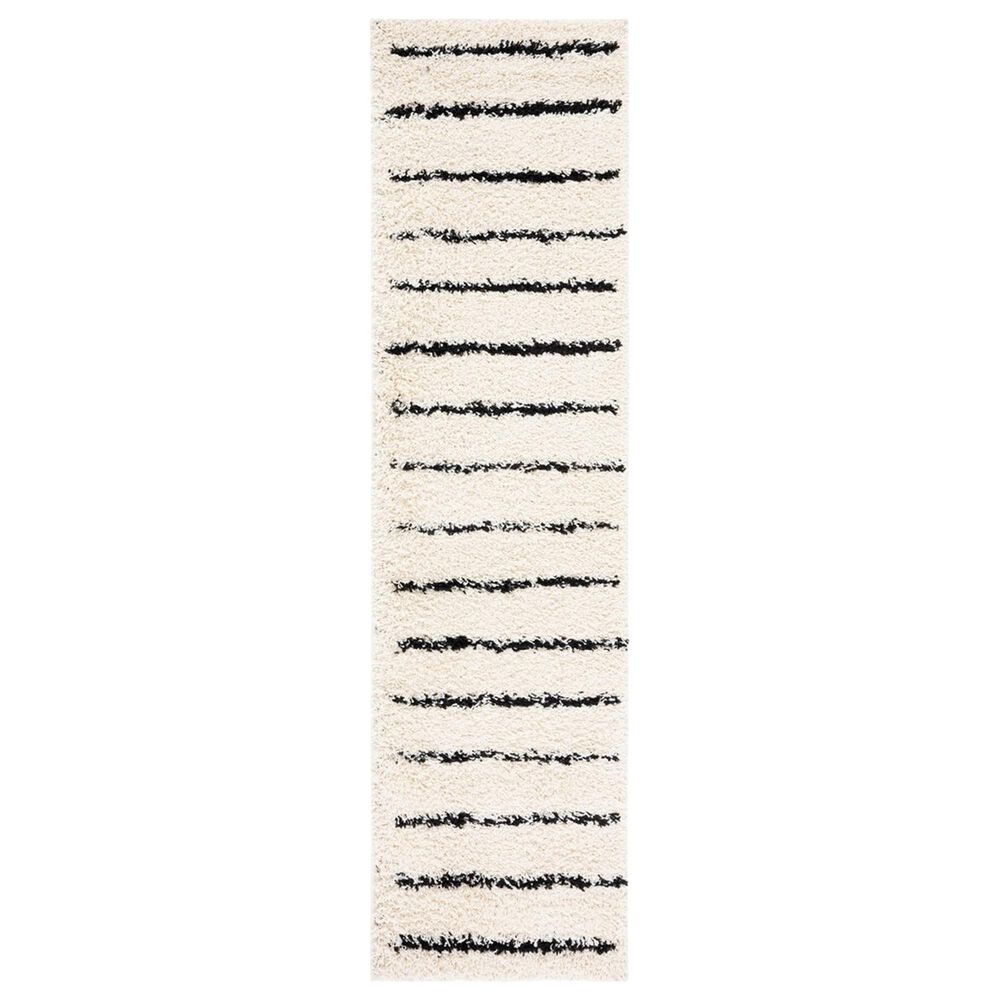 Safavieh Venus Shag VNS604A 2"2" x 8" Ivory and Black Runner, , large