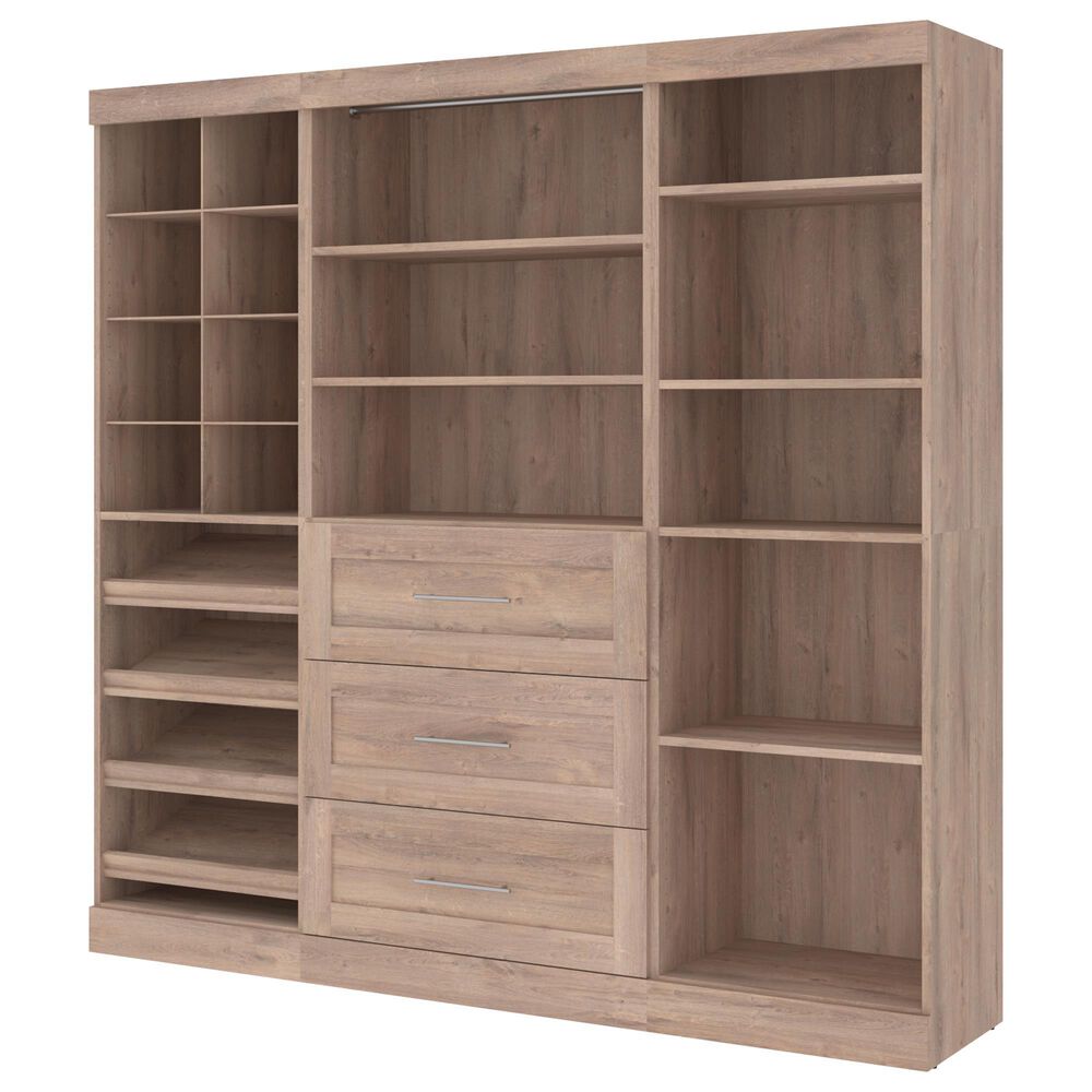 Bestar Pur 86" Closet Organizer with 3-Drawer in Rustic Brown, , large
