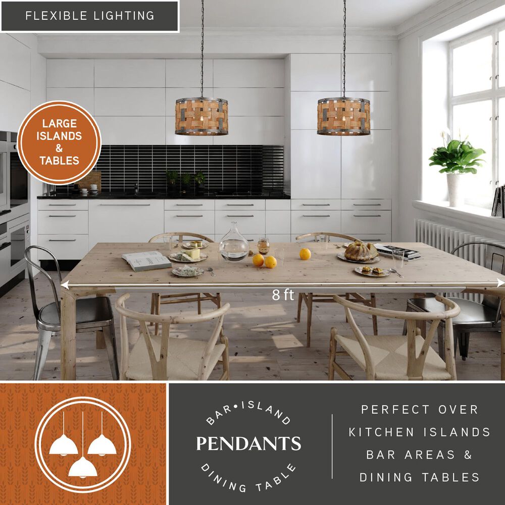 Vaxcel Norwood 1-Light Pendant in Vintage Steel and Distressed Wood, , large