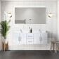 Lexora Home Geneva 60" Double Bathroom Vanity in Dark Grey with 2 cm White Cultured Marble Top, Rectangular Sinks and 60" LED Mirror, , large