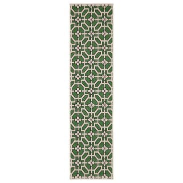 Oriental Weavers Havana Ivory and Green 1"10" x 7"3" Indoor/Outdoor Runner, , large