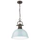 Golden Lighting Duncan 1-Light Pendant with Chain and Seafoam Shade in Rubbed Bronze, , large