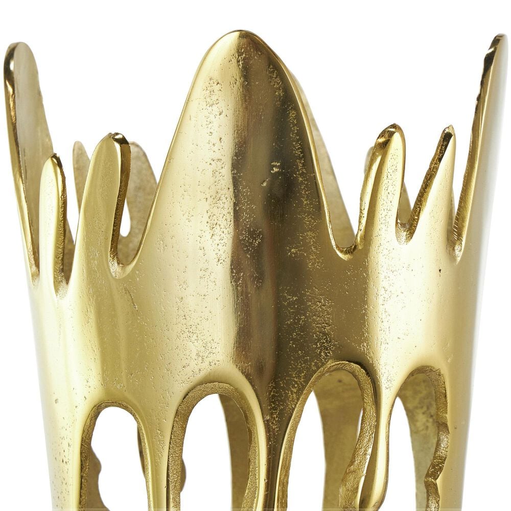Maple and Jade 8.5&quot; Abstract Drip Decorative Vase with Melting Designed Body in Satin Gold, , large