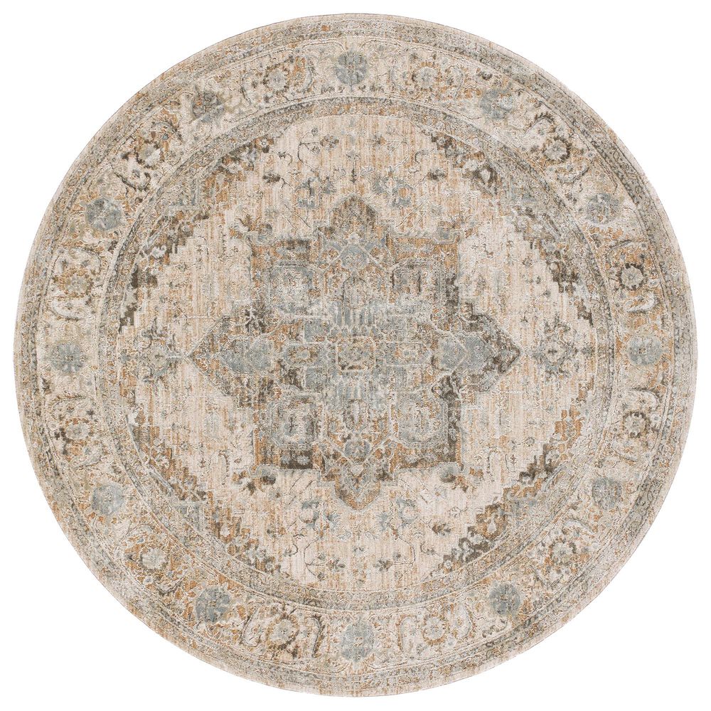 Surya Brunswick 6"7" Round Light Beige, Taupe, Olive, Light Gray, Charcoal, White, Teal and Dusty Sage Area Rug, , large