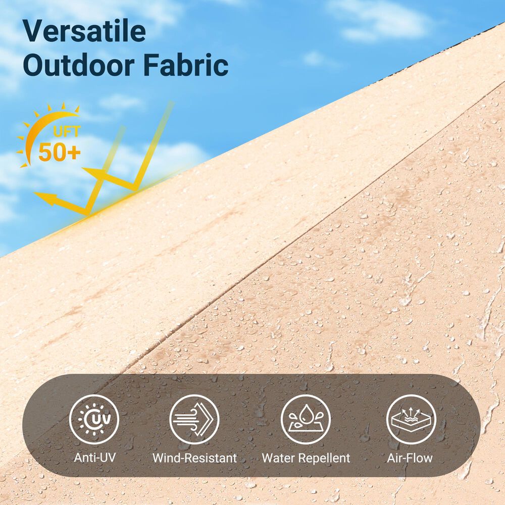 HOMLUX 15' Outdoor Market Umbrella with Sandbags Base in Khaki, , large