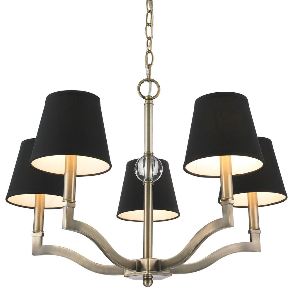 Golden Lighting Waverly 5-Light Chandelier with Tuxedo Shade in Aged Brass, , large
