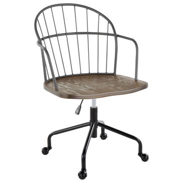 Lumisource Riley Adjustable Office Chair in Black and Dark Walnut, , large