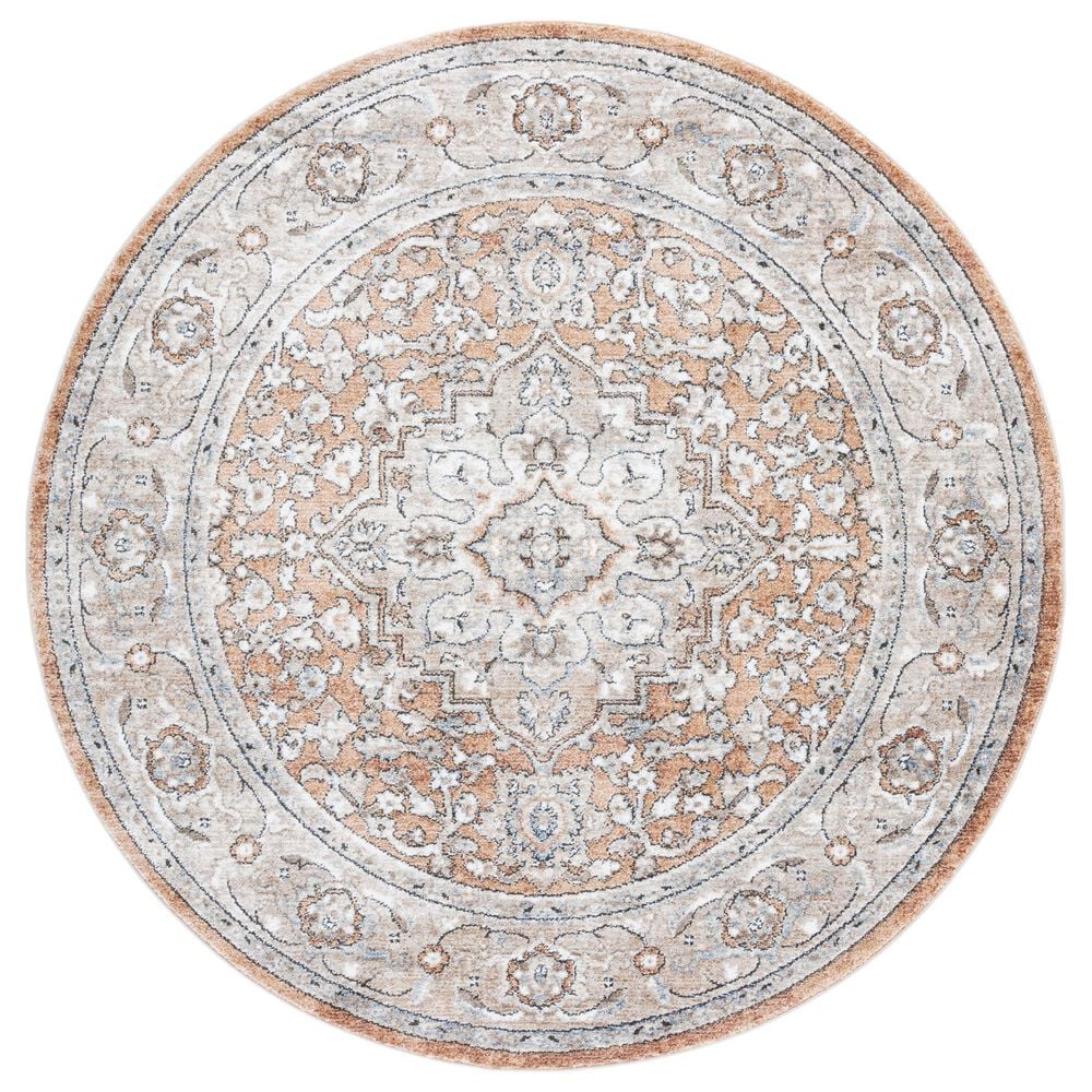 Safavieh Jasmine 5"3" Round Orange and Grey Area Rug, , large