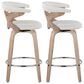 LumiSource Gardenia Swivel Fixed-Height Counter Stool with Cream Fabric Upholstery in Chrome and Whitewashed (Set of 2), , large