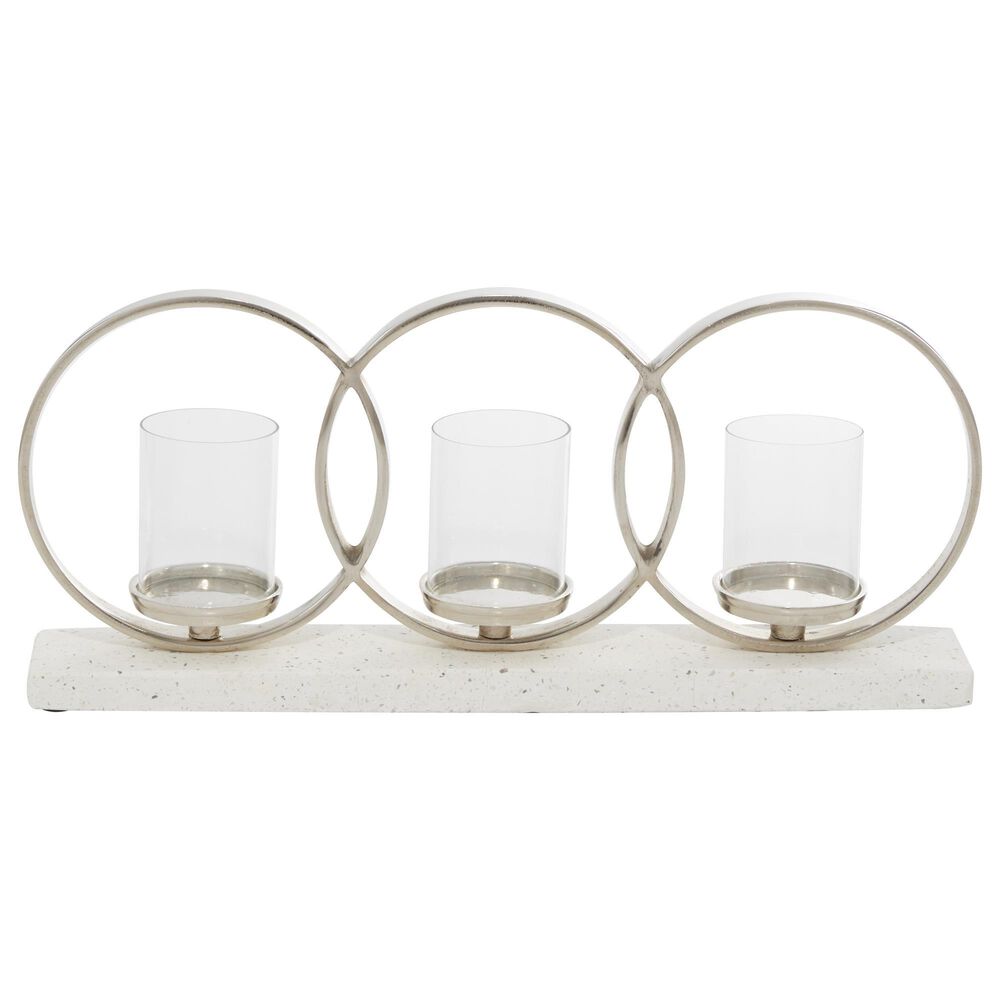 Maple and Jade Candle Holder Centerpiece in White and Silver, , large