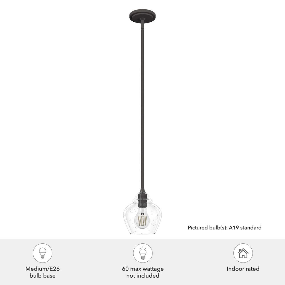 Hunter Dunshire 6.75&quot; 1-Light Mini Pendant with Seeded Shade in Noble Bronze, , large