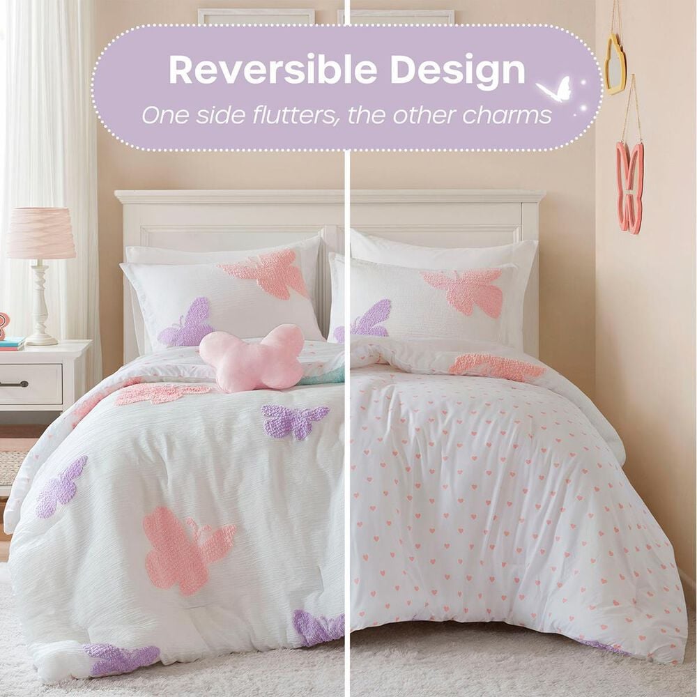 Hampton Park Rio 4-Piece Full/Queen Comforter Set in Purple, Blush Pink and Bright White, , large