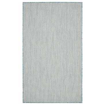 Nourison Courtyard Ivory and Aqua 3" x 5" Indoor/Outdoor Area Rug, , large