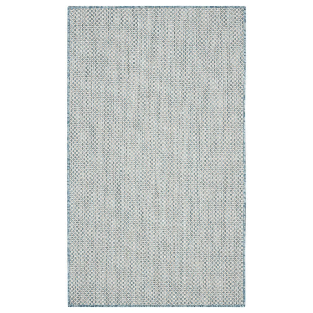 Nourison Courtyard Ivory and Aqua 3" x 5" Indoor/Outdoor Area Rug, , large