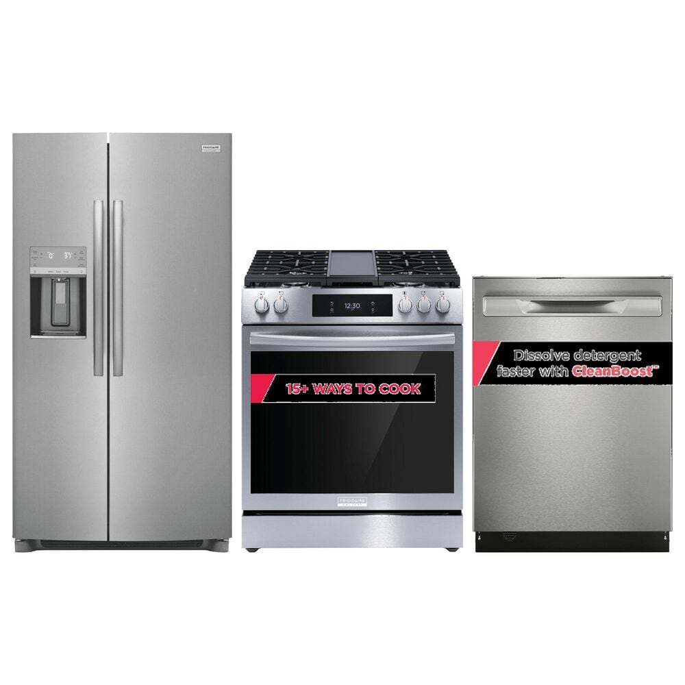 Frigidaire Gallery 3-Piece Kitchen Package with 36" Refrigerator, Gas Range and Pocket Handle Dishwasher in Stainless Steel, , large
