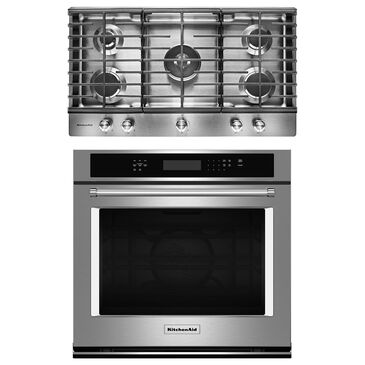 KitchenAid 2-Piece Kitchen Package with Single Wall Oven and 36" Gas Cooktop in Stainless Steel, , large