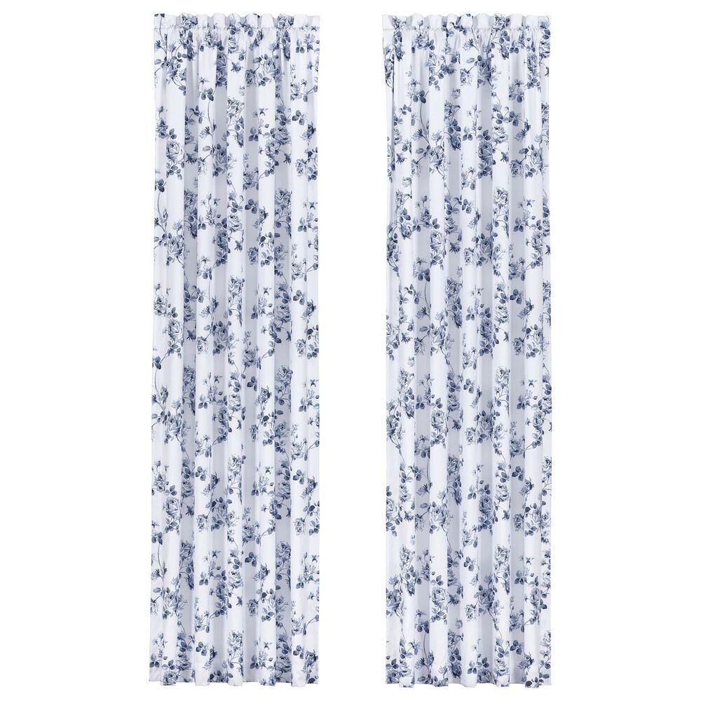 J. Queen New York Rialto 84" x 41" Window Panel Pair in White and French Blue, , large
