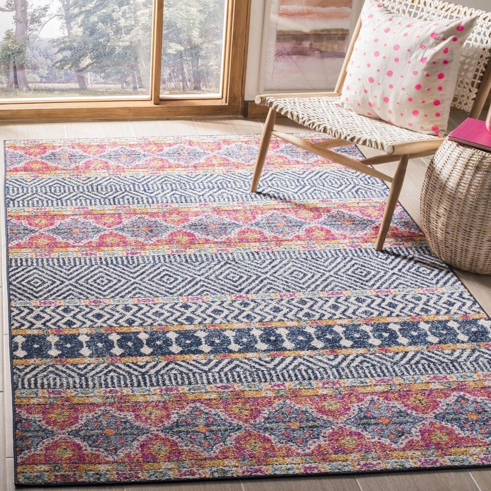 Safavieh Madison MAD797N 5&#39;1&quot; x 7&#39;6&quot; Navy and Ivory Area Rug, , large