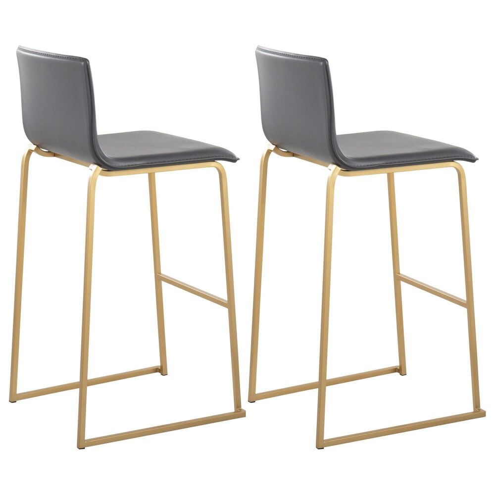 Lumisource Mara Barstool with Grey Cushion in Gold &#40;Set of 2&#41;, , large