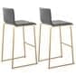 Lumisource Mara Barstool with Grey Cushion in Gold (Set of 2), , large