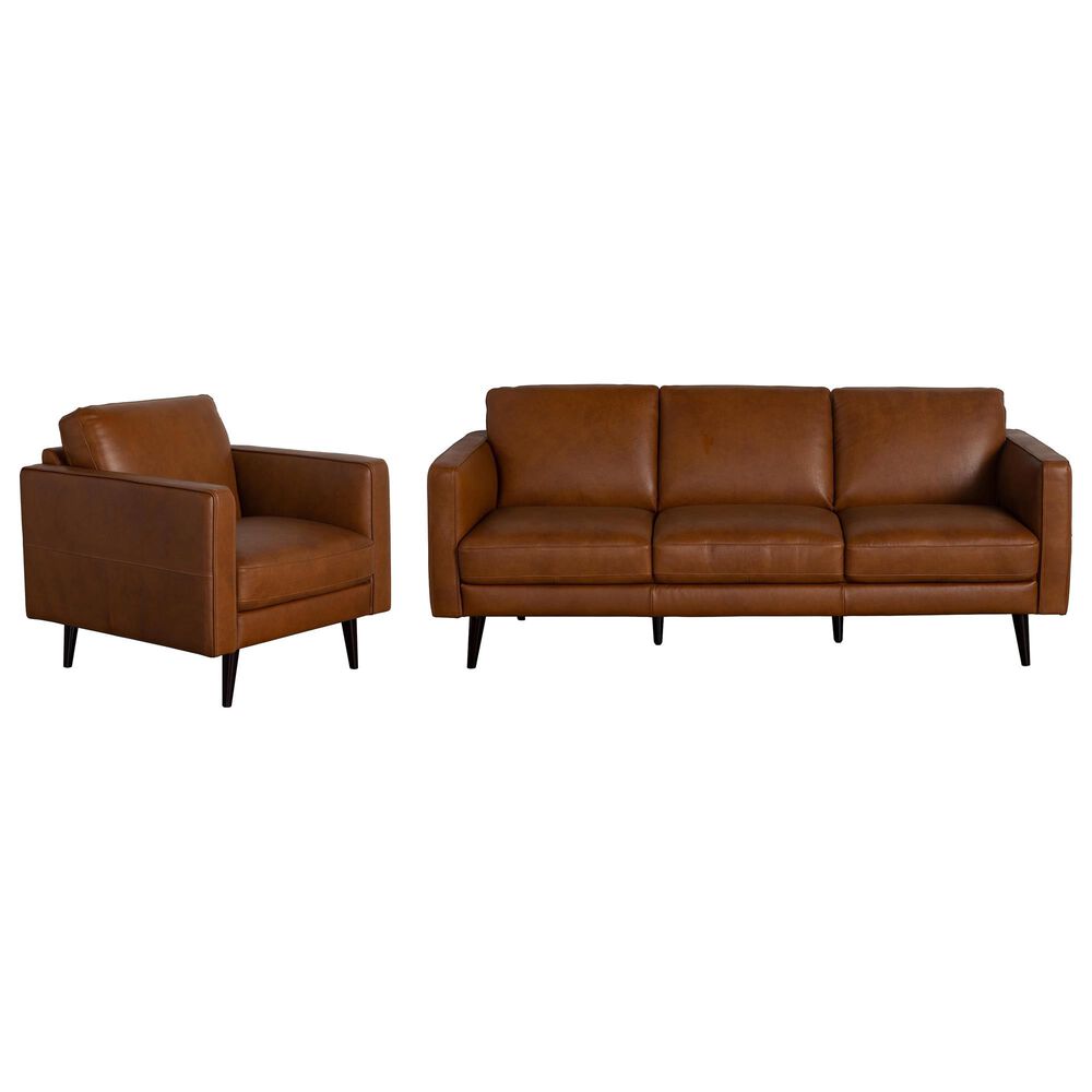 Natuzzi Editions Destrezza Stationary Sofa and Chair Set in Brandy, , large