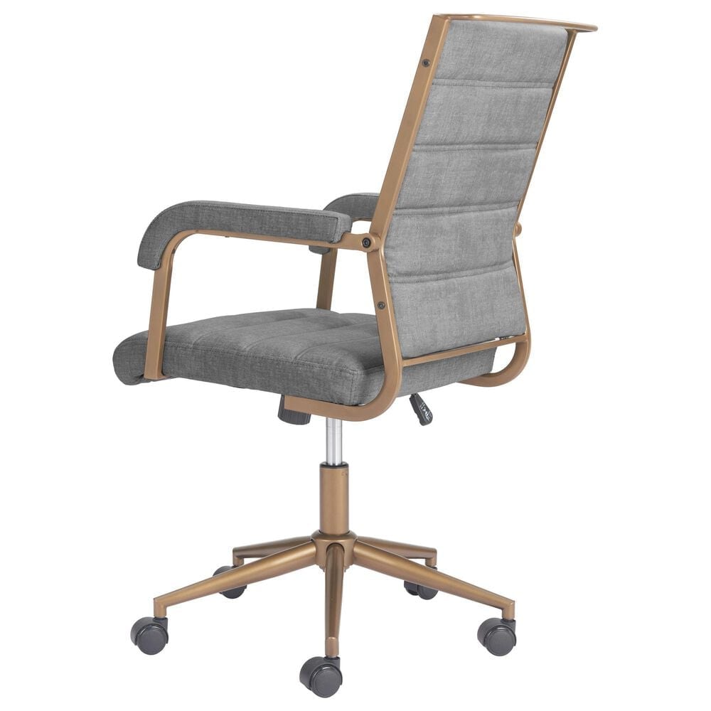 Zuo Modern Auction Office Chair with Gray Faux Leather in Bronze, , large