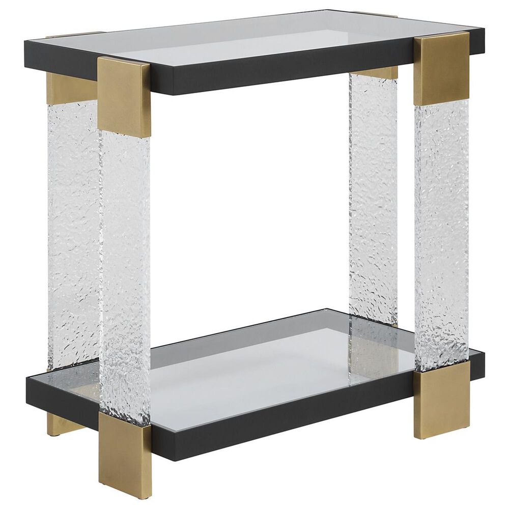 Uttermost Bendena Side Table in Satin Black and Brass, , large