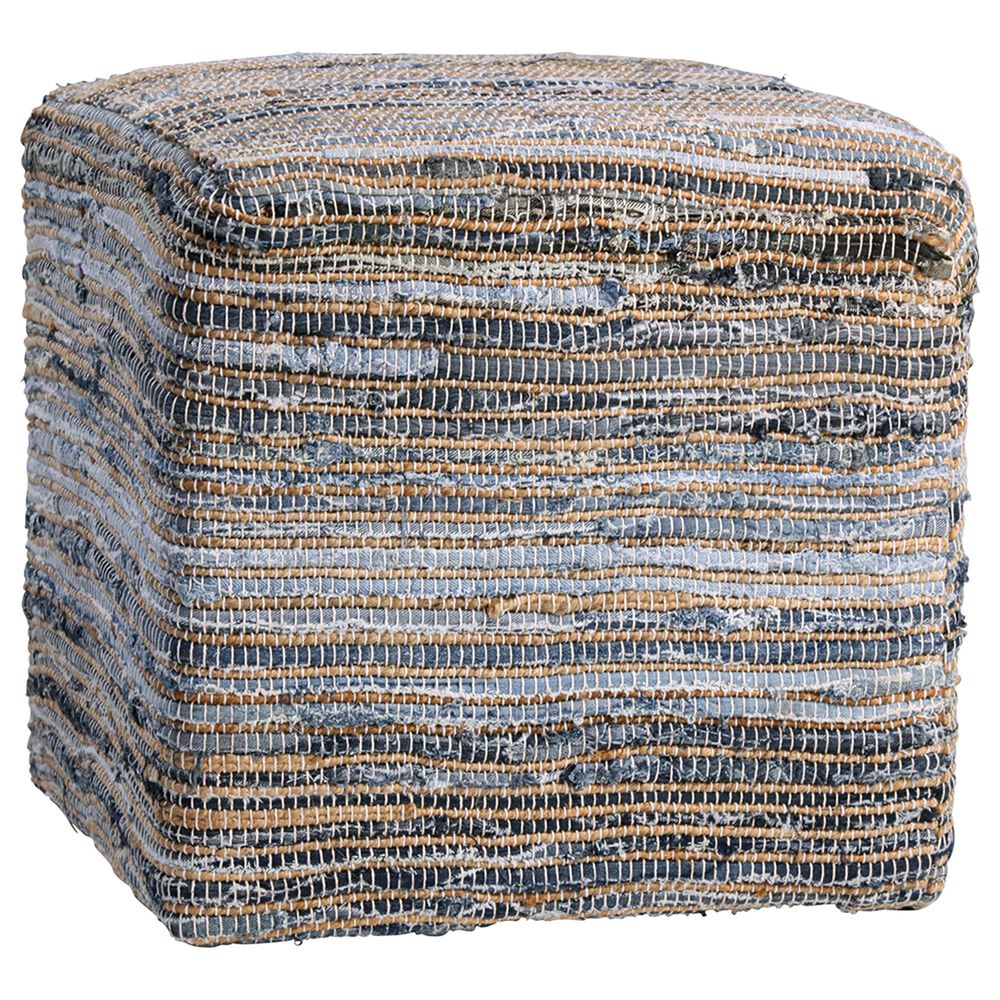 Blue Sun Designs Assam Ottoman in Jute and Denim, , large