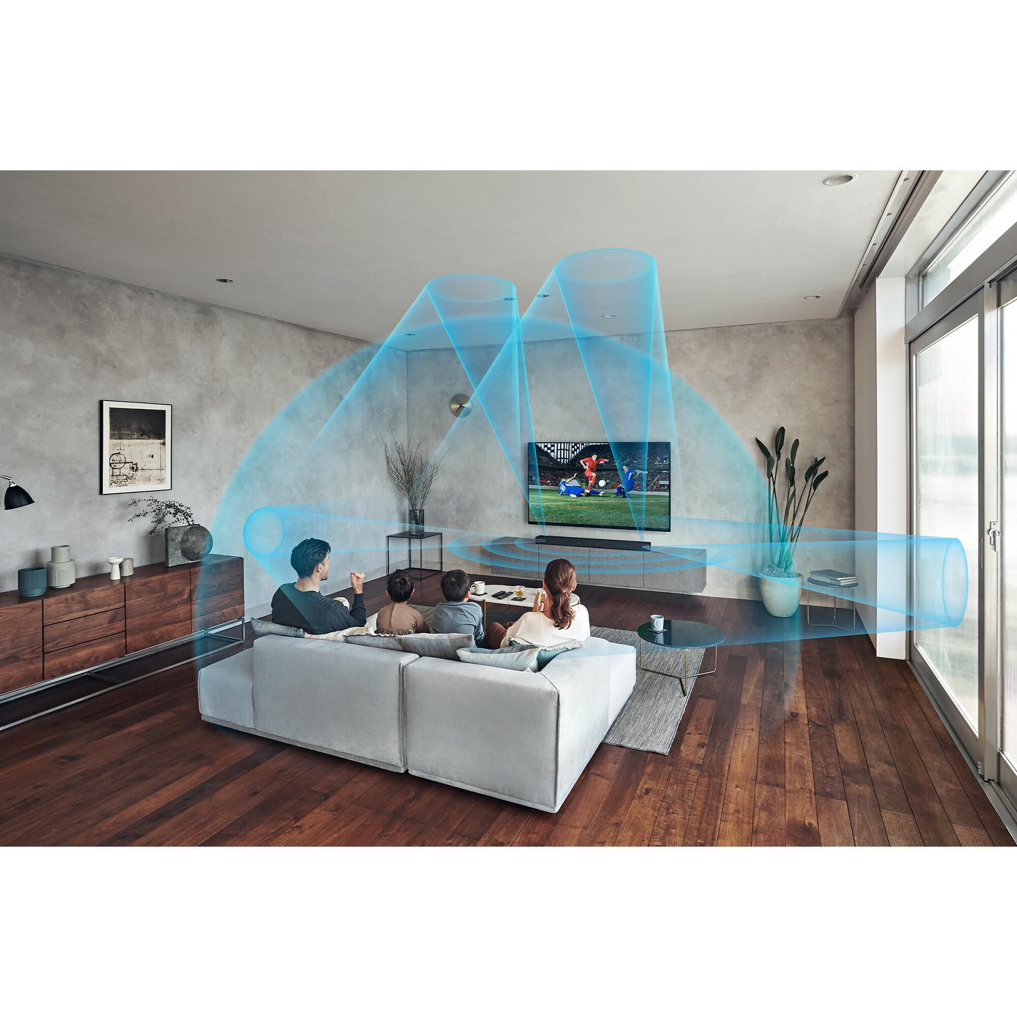Dolby atmos soundbar shop vaulted ceiling
