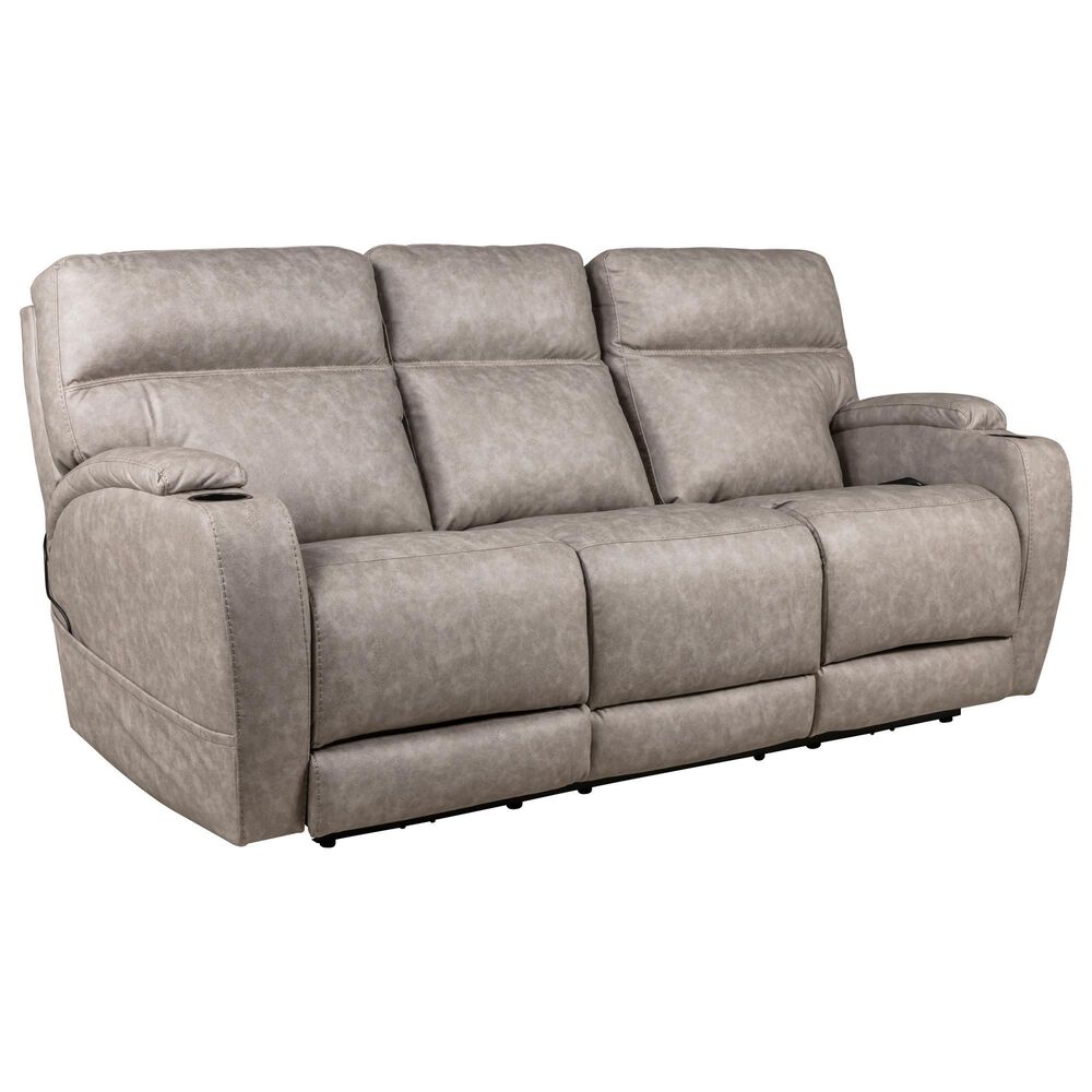 HomeStretch Jaguar Triple Power Reclining Sofa in Pebble, , large