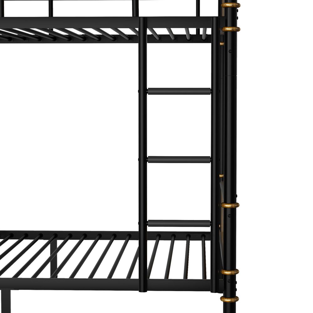 Hearth and Haven Twin XL over Twin XL Detachable Bunk Bed in Black and Gold, , large