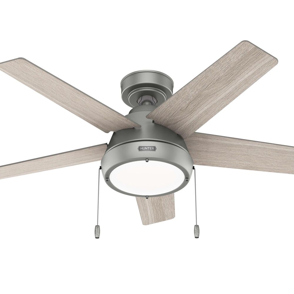 Hunter Burroughs 44" Ceiling Fan with LED Lights in Matte Silver, , large