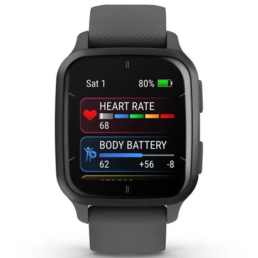 Garmin Venu Sq 2 GPS Smartwatch in Slate Aluminum Bezel with Shadow Gray Case and Silicone Band, , large
