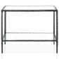 Furniture of America Lalia End Table with Tempered Glass Top and Open Storage Shelf in Gun Metal, , large