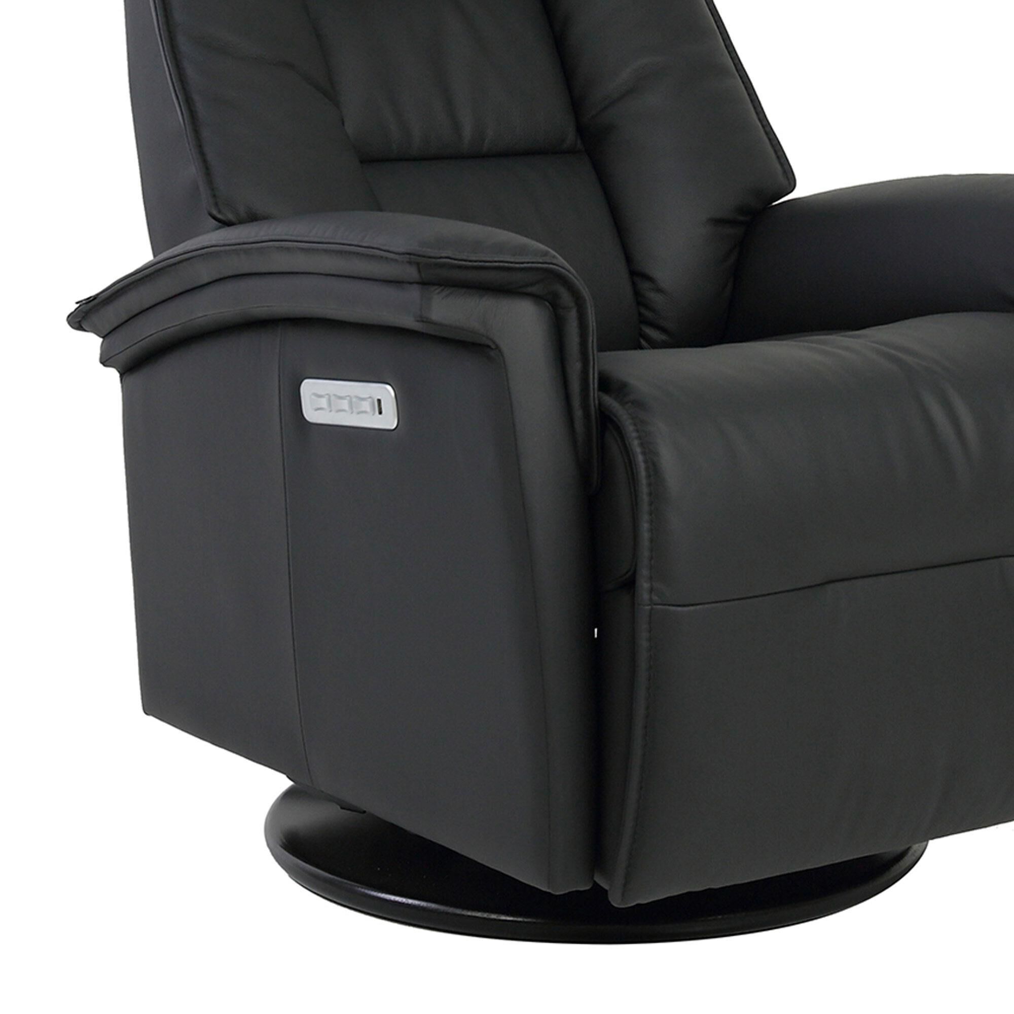 Fjords Paris Small Power Swivel Recliner in Black
