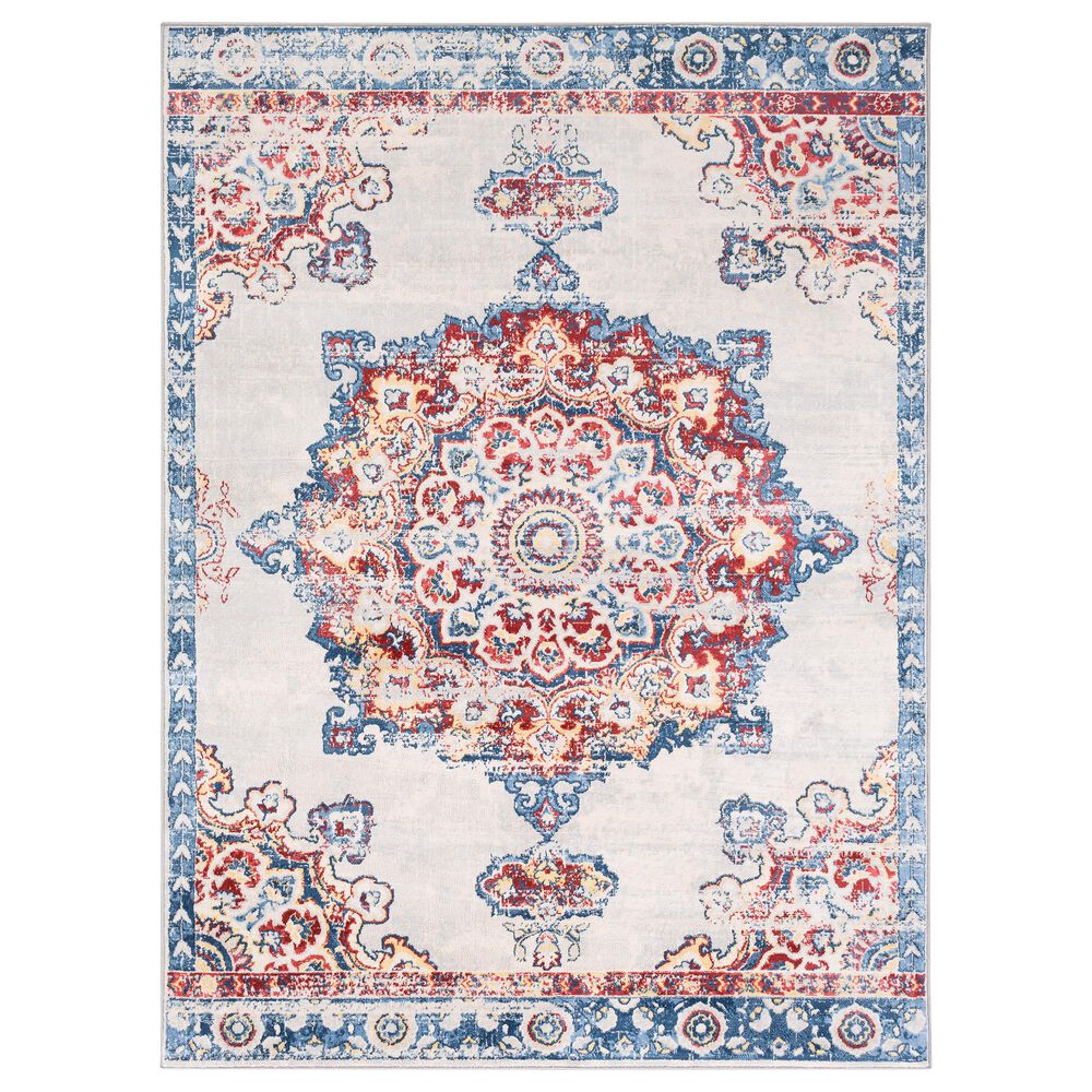 Surya Monaco MOC-2319 2' x 3' Denim, Dark Red and Cream Scatter Rug, , large